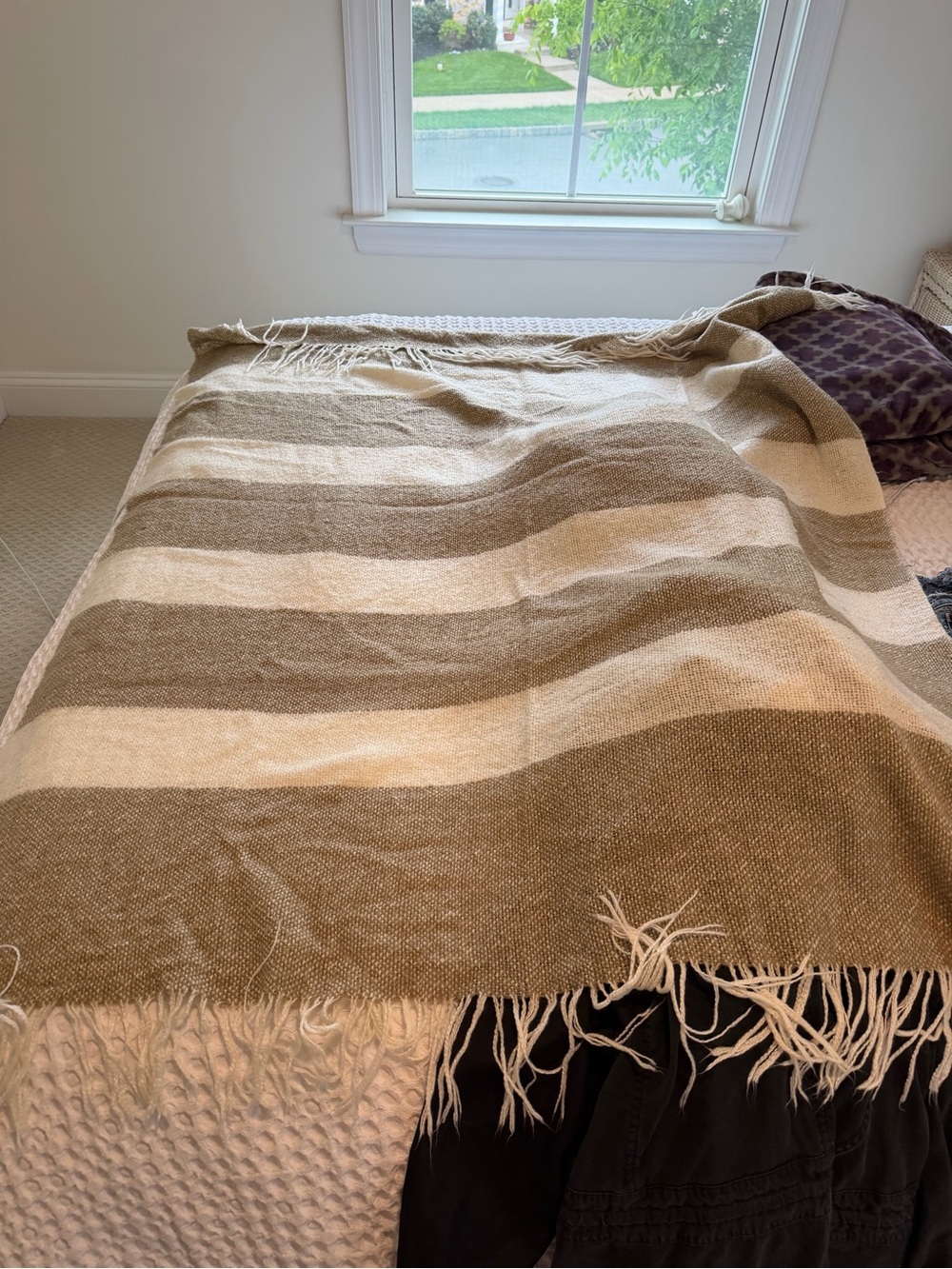 Neutral Striped West Elm Throw Blanket